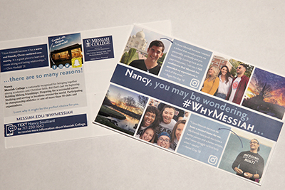Messiah College Prospective Student Senior Search recruitment postcard
